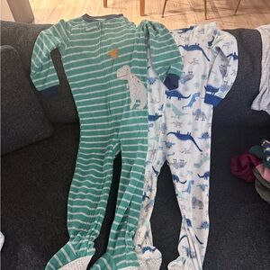 Green Striped and Blue Dinosaur Footies
